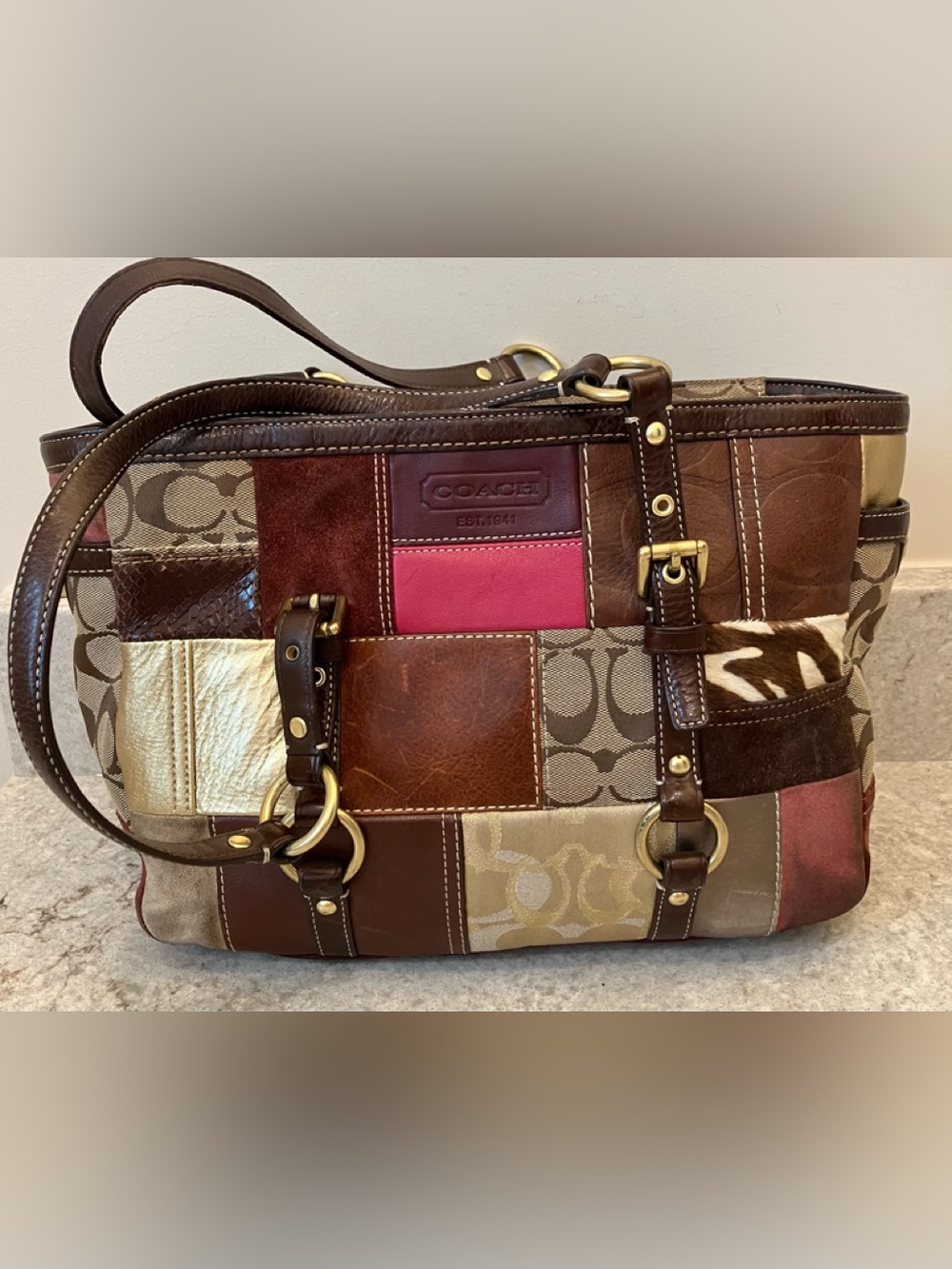 COACH 65TH ANNIVERSARY EDITION HOLIDAY PATCHWORK TOTE